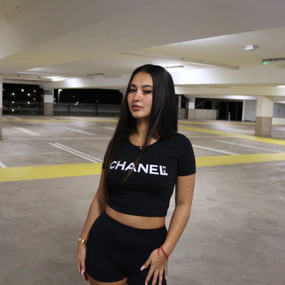 CHANEL ME GRAPHIC TOP (BLACK)